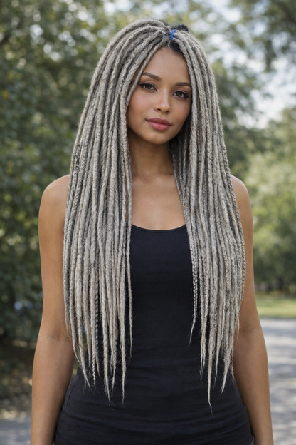 Ash Grey Dreadlock Extensions – Soft Synthetic Dreads, Natural Look & Lightweight