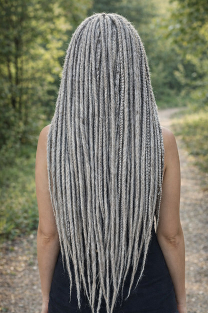 Ash Grey Dreadlock Extensions – Soft Synthetic Dreads, Natural Look & Lightweight