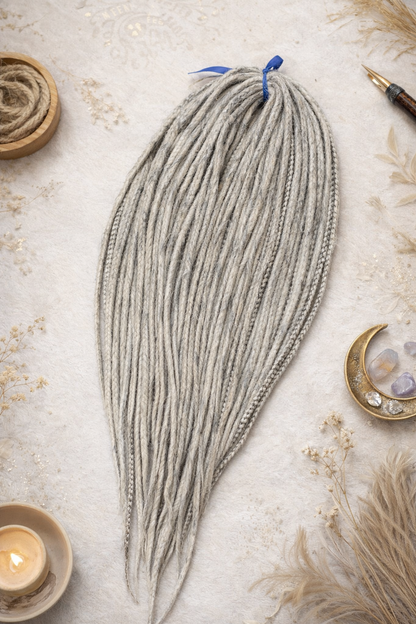 Ash Grey Dreadlock Extensions – Soft Synthetic Dreads, Natural Look & Lightweight
