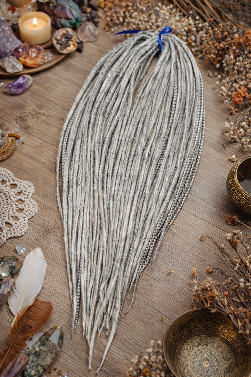 Ash Grey Dreadlock Extensions – Soft Synthetic Dreads, Natural Look & Lightweight