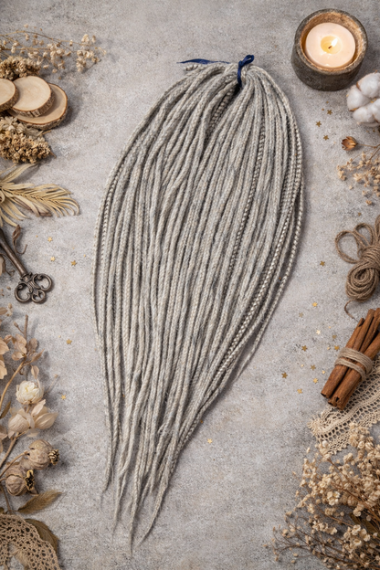 Ash Grey Dreadlock Extensions – Soft Synthetic Dreads, Natural Look & Lightweight