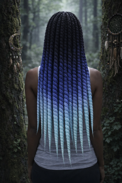 Black Blue Ombre Twist Extensions – Havana Twist Mambo, Lightweight Synthetic Twists