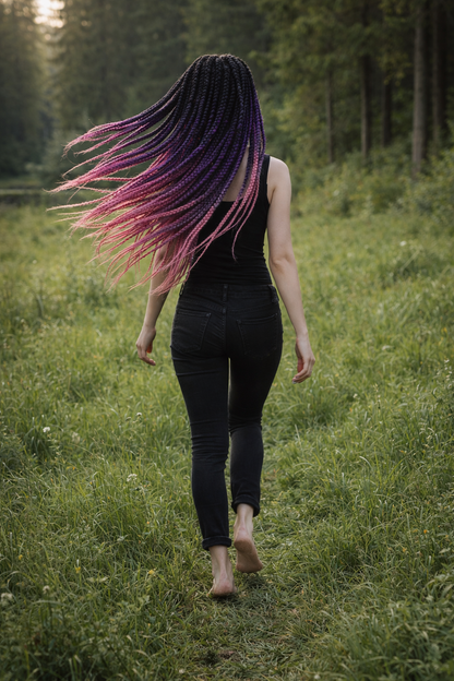 Schwarz Lila Pink Ombre Twist Extensions – Havana Twist Mambo, leichte synthetische Twists