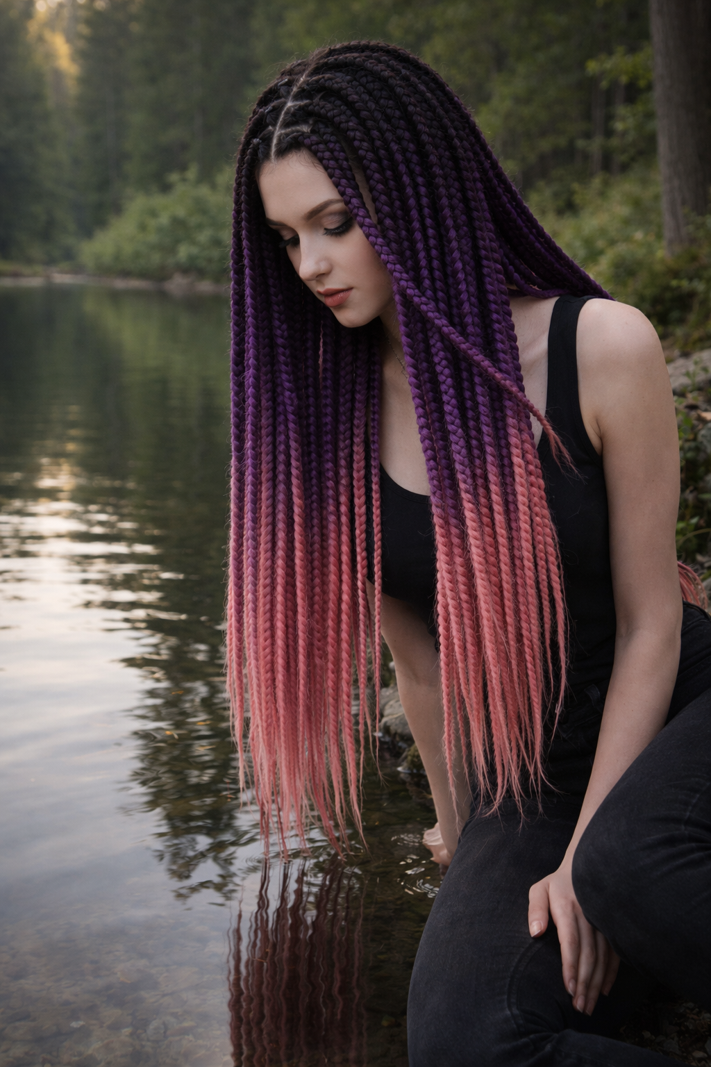 Schwarz Lila Pink Ombre Twist Extensions – Havana Twist Mambo, leichte synthetische Twists