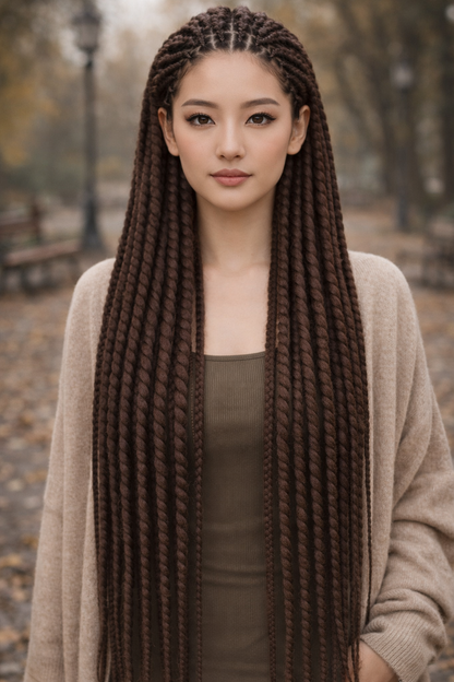 Dunkelbraune Twist-Extensions – Havana Twist Mambo, leichte synthetische Twists