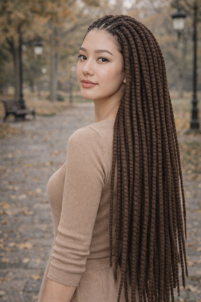 Dunkelbraune Twist-Extensions – Havana Twist Mambo, leichte synthetische Twists