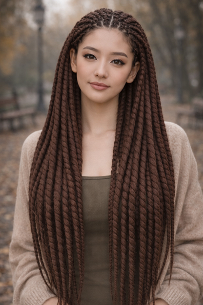 Dunkelbraune Twist-Extensions – Havana Twist Mambo, leichte synthetische Twists