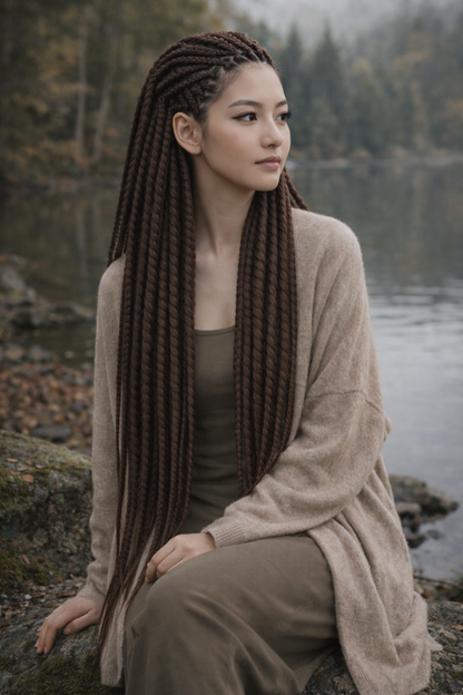 Dunkelbraune Twist-Extensions – Havana Twist Mambo, leichte synthetische Twists