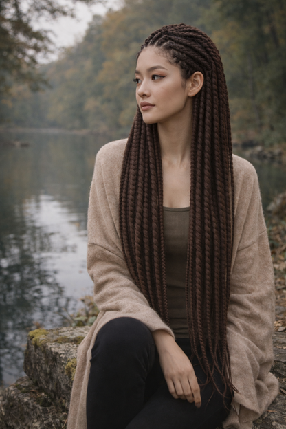 Dunkelbraune Twist-Extensions – Havana Twist Mambo, leichte synthetische Twists