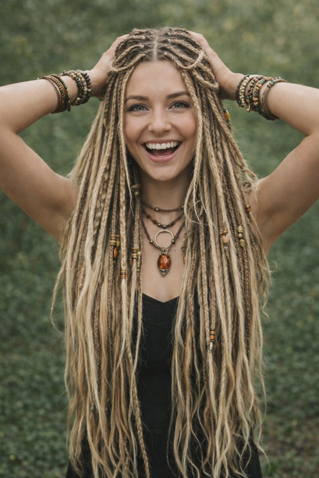 Dirty Blonde Dark Blonde Boho Fake Dreads – Double Ended Dreads and Braids