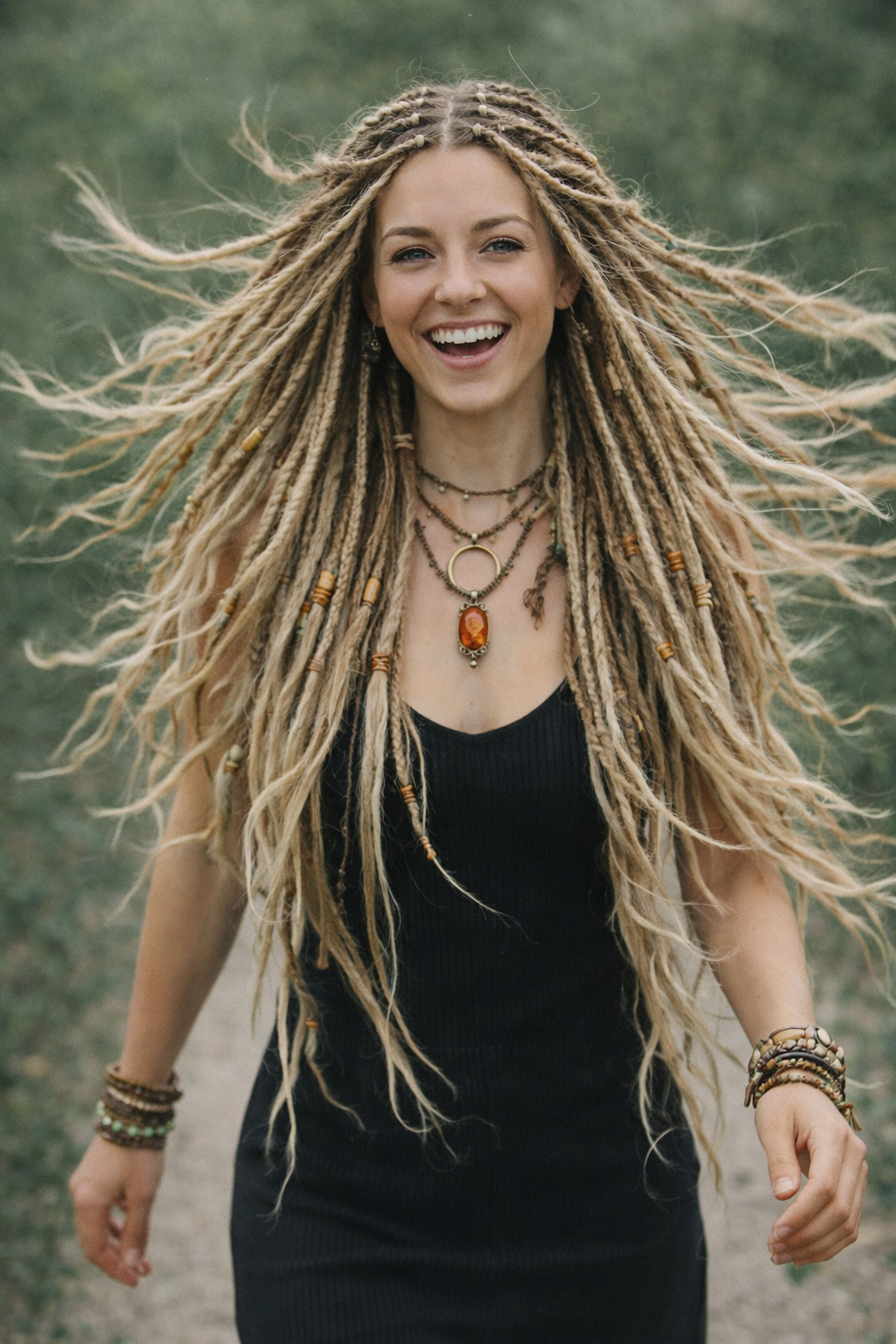 Dirty Blonde Dark Blonde Boho Fake Dreads – Double Ended Dreads and Braids