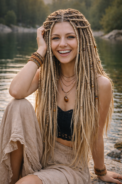 Dirty Blonde Dark Blonde Boho Fake Dreads – Double Ended Dreads and Braids