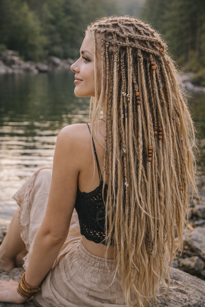 Dirty Blonde Dark Blonde Boho Fake Dreads – Double Ended Dreads and Braids