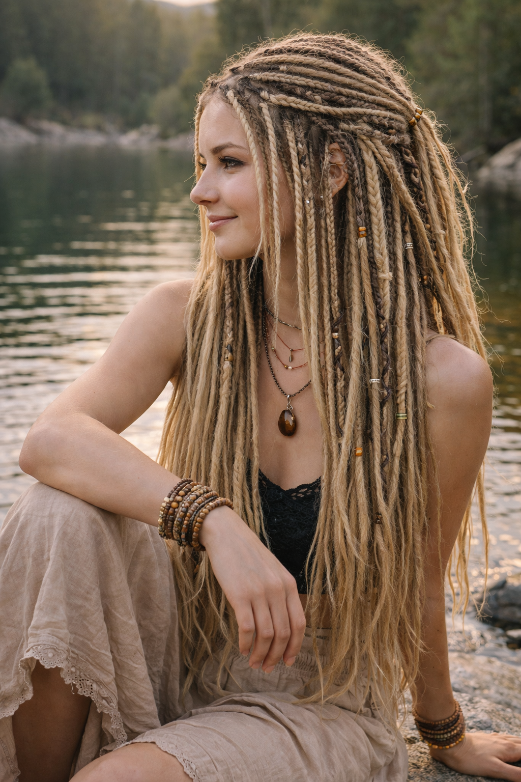 Dirty Blonde Dark Blonde Boho Fake Dreads – Double Ended Dreads and Braids