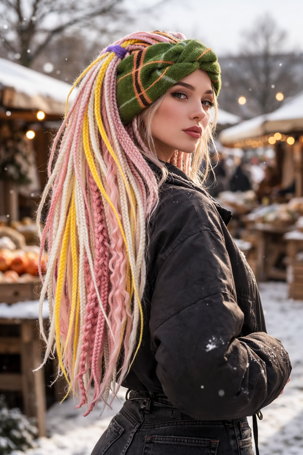 Rosa Angora-Ohrwärmer - Handgestricktes Stirnband für den Winter