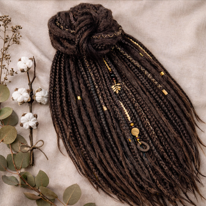 Dark Brown Double Ended Dreads and Braids Mix – Synthetic Extensions