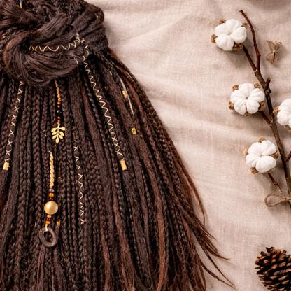 Dark Brown Double Ended Dreads and Braids Mix – Synthetic Extensions