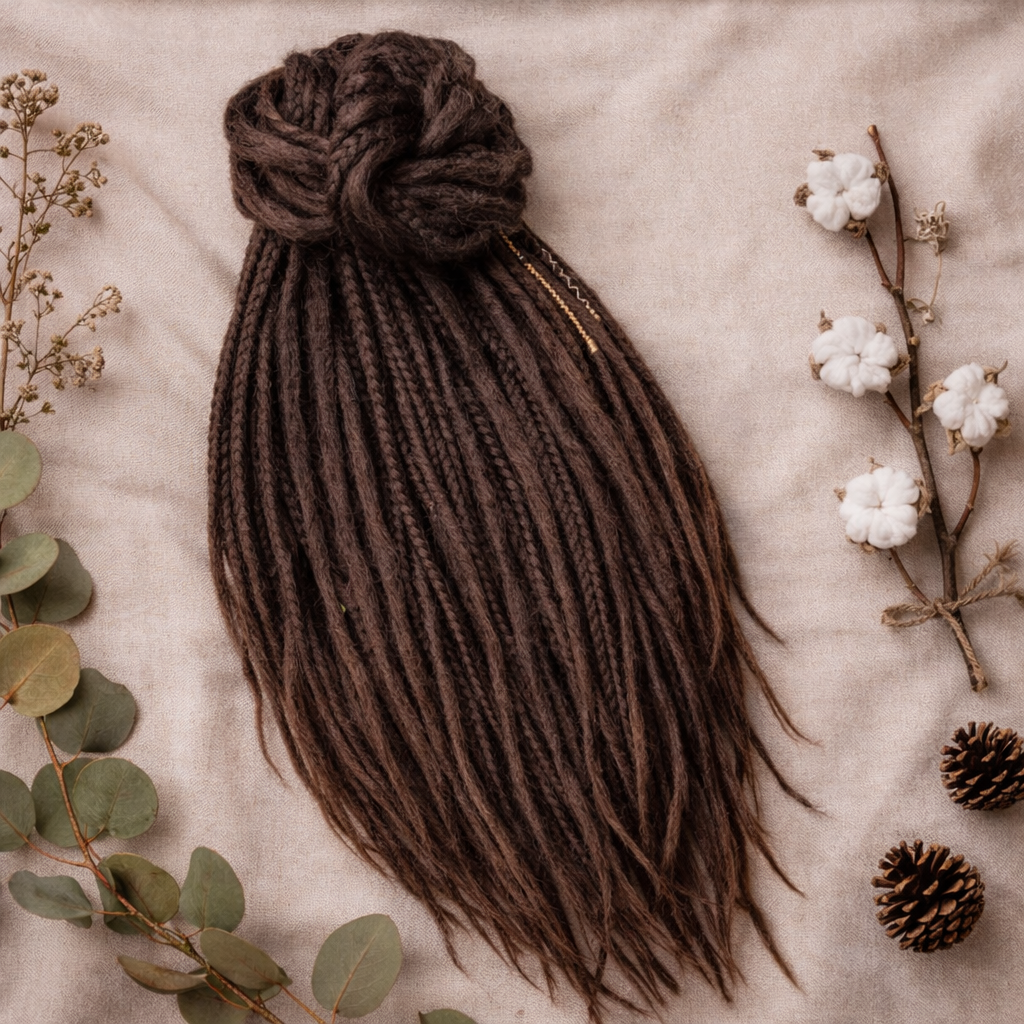 Dark Brown Double Ended Dreads and Braids Mix – Synthetic Extensions