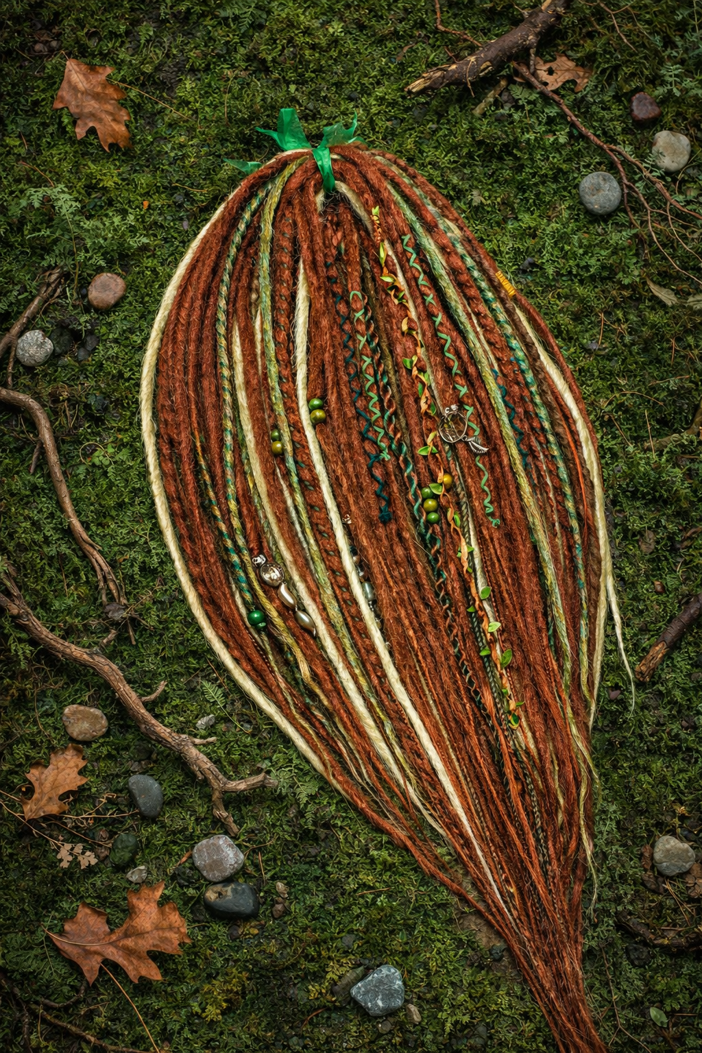 Soft Auburn Green Dreadlock Extensions