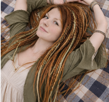 Soft Auburn Green Dreadlock Extensions