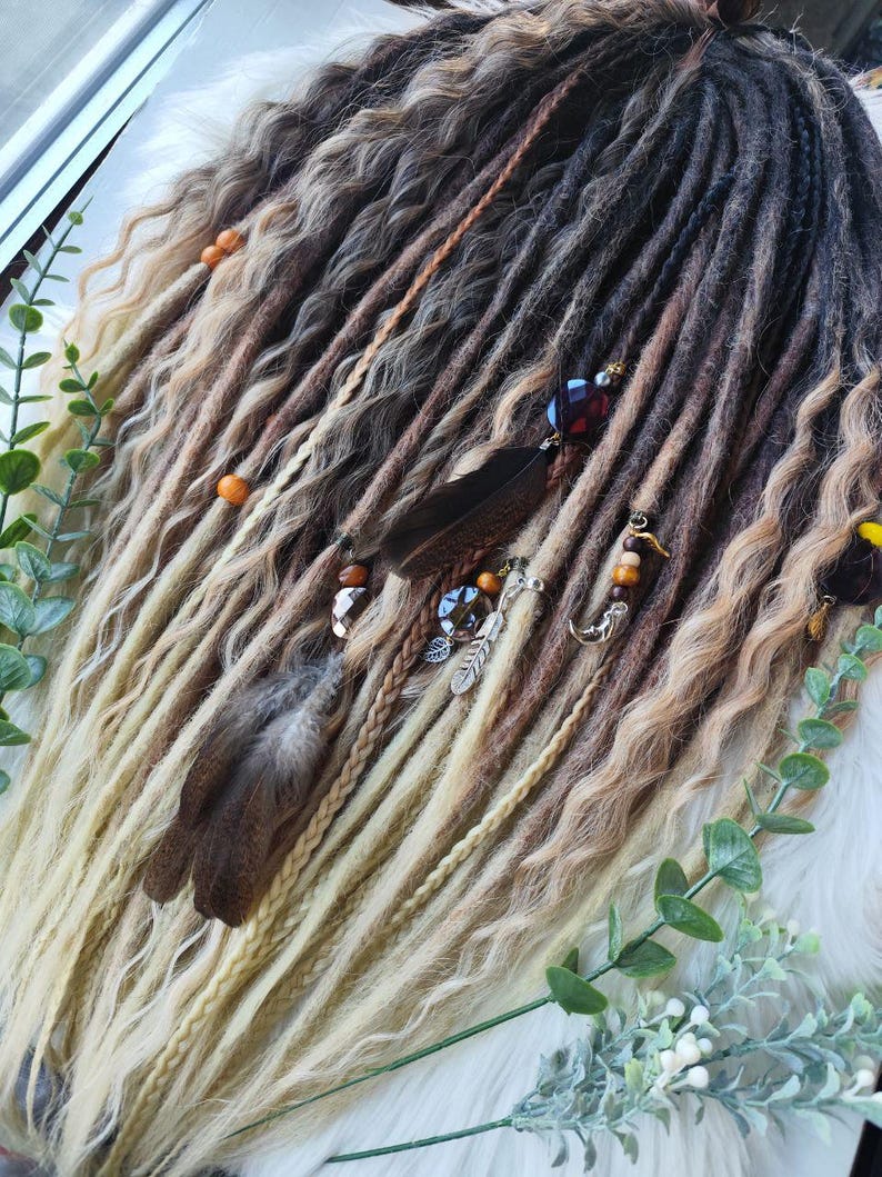 Black to Blonde Ombre Dreadlock Extensions – Soft Synthetic Dreads, Lightweight & Reusable