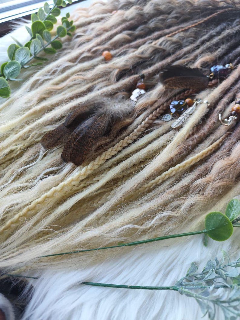 Black to Blonde Ombre Dreadlock Extensions – Soft Synthetic Dreads, Lightweight & Reusable