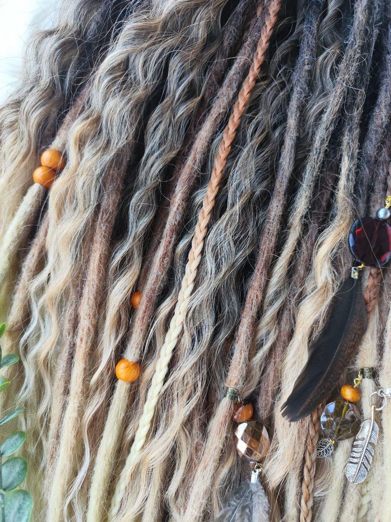 Black to Blonde Ombre Dreadlock Extensions – Soft Synthetic Dreads, Lightweight & Reusable