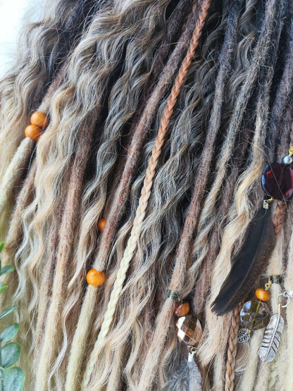Black to Blonde Ombre Dreadlock Extensions – Soft Synthetic Dreads, Lightweight & Reusable
