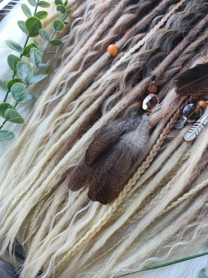 Black to Blonde Ombre Dreadlock Extensions – Soft Synthetic Dreads, Lightweight & Reusable