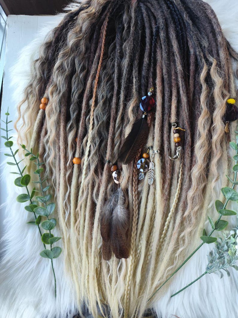 Black to Blonde Ombre Dreadlock Extensions – Soft Synthetic Dreads, Lightweight & Reusable