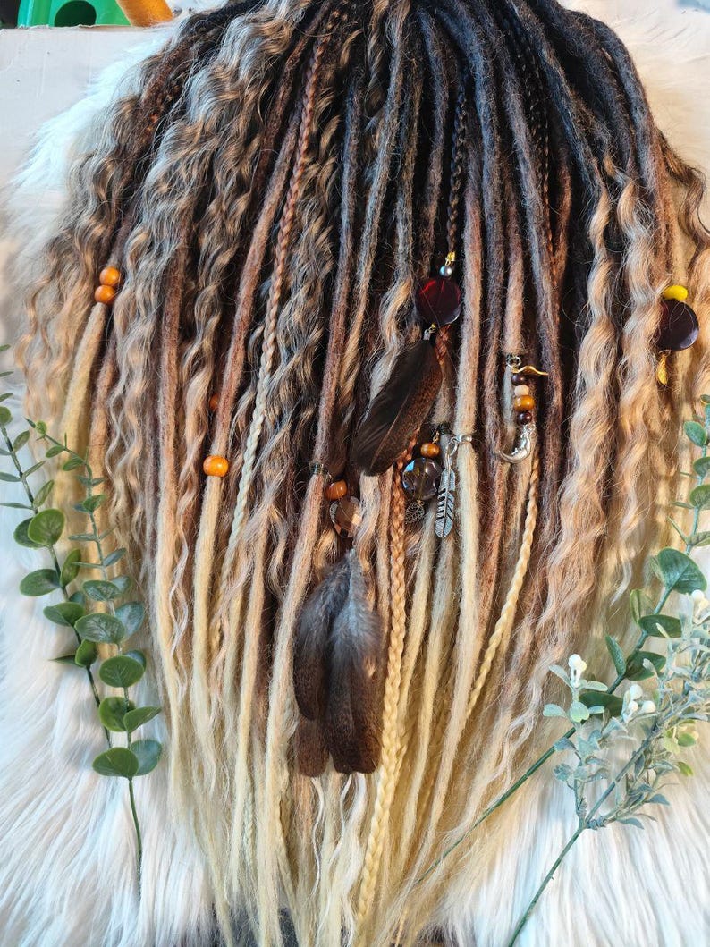Black to Blonde Ombre Dreadlock Extensions – Soft Synthetic Dreads, Lightweight & Reusable