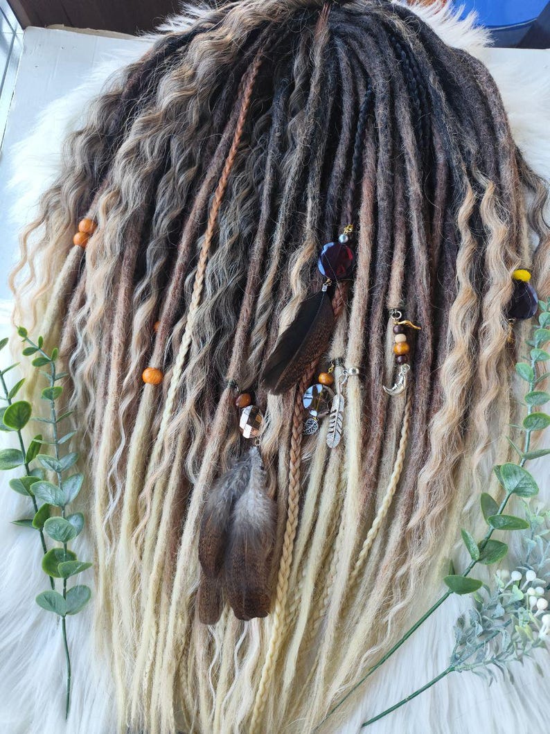 Black to Blonde Ombre Dreadlock Extensions – Soft Synthetic Dreads, Lightweight & Reusable