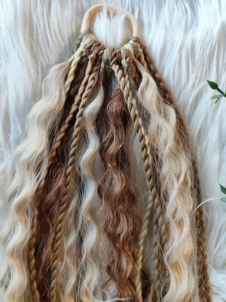 Sandy Blonde Dreadlock Ponytail – Boho Faux Dreads & Braids