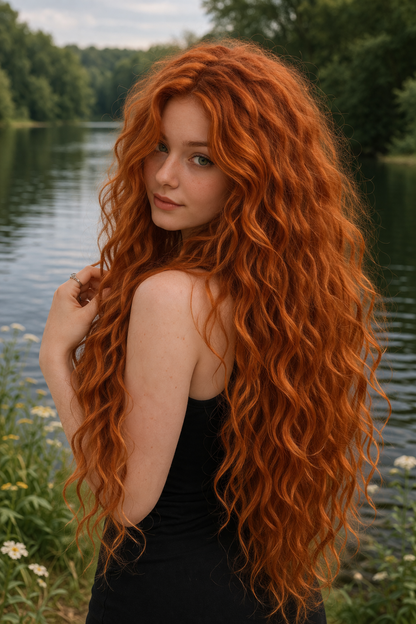 Copper Hidden Base Hair Extensions – Full Hair Replacement Look, Soft Natural Volume