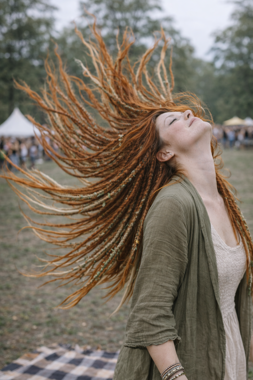 Soft Auburn Green Dreadlock Extensions – Boho Synthetic Dreads, Lightweight & Natural Look