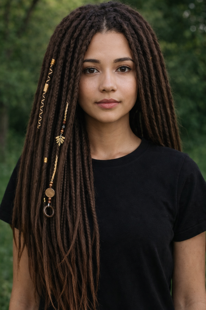 Dark Brown Double Ended Dreads and Braids Mix – Synthetic Extensions