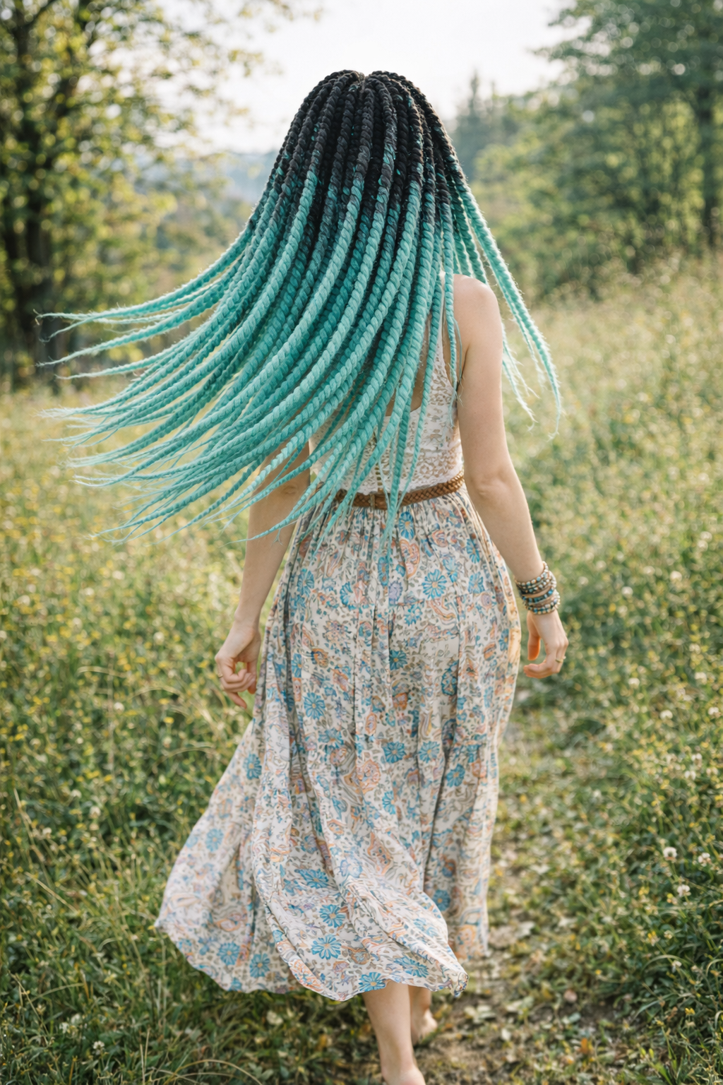 Black Teal Ombre Twist Extensions – Havana Twist Mambo, Lightweight Synthetic Twists