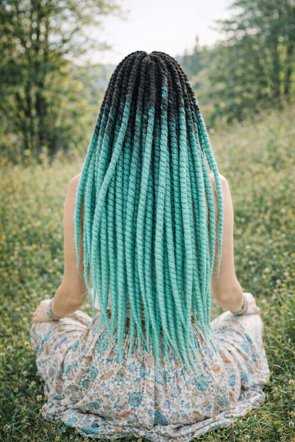 Black Teal Ombre Twist Extensions – Havana Twist Mambo, Lightweight Synthetic Twists