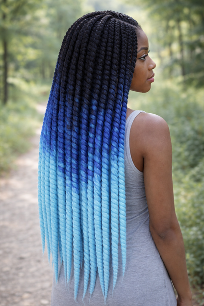 Black Blue Ombre Twist Extensions – Havana Twist Mambo, Lightweight Synthetic Twists