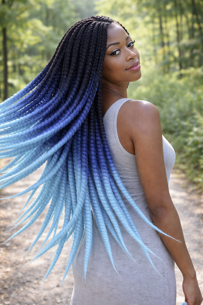 Black Blue Ombre Twist Extensions – Havana Twist Mambo, Lightweight Synthetic Twists