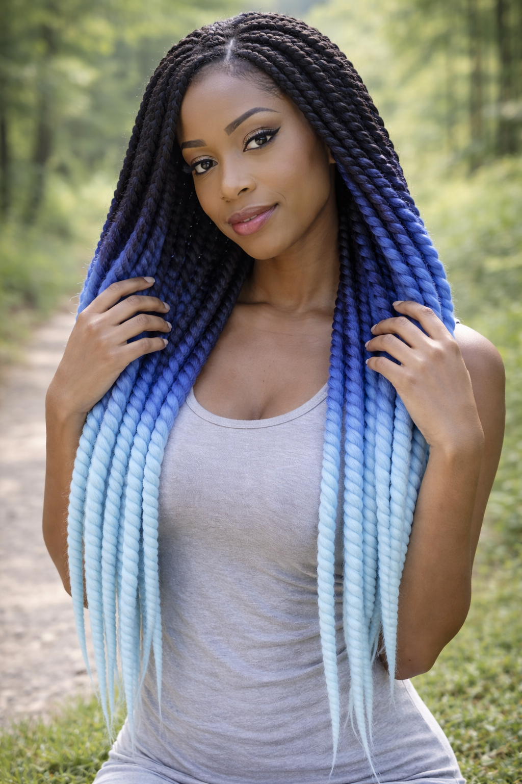 Black Blue Ombre Twist Extensions – Havana Twist Mambo, Lightweight Synthetic Twists