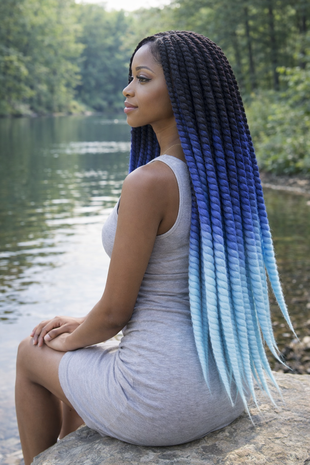 Black Blue Ombre Twist Extensions – Havana Twist Mambo, Lightweight Synthetic Twists
