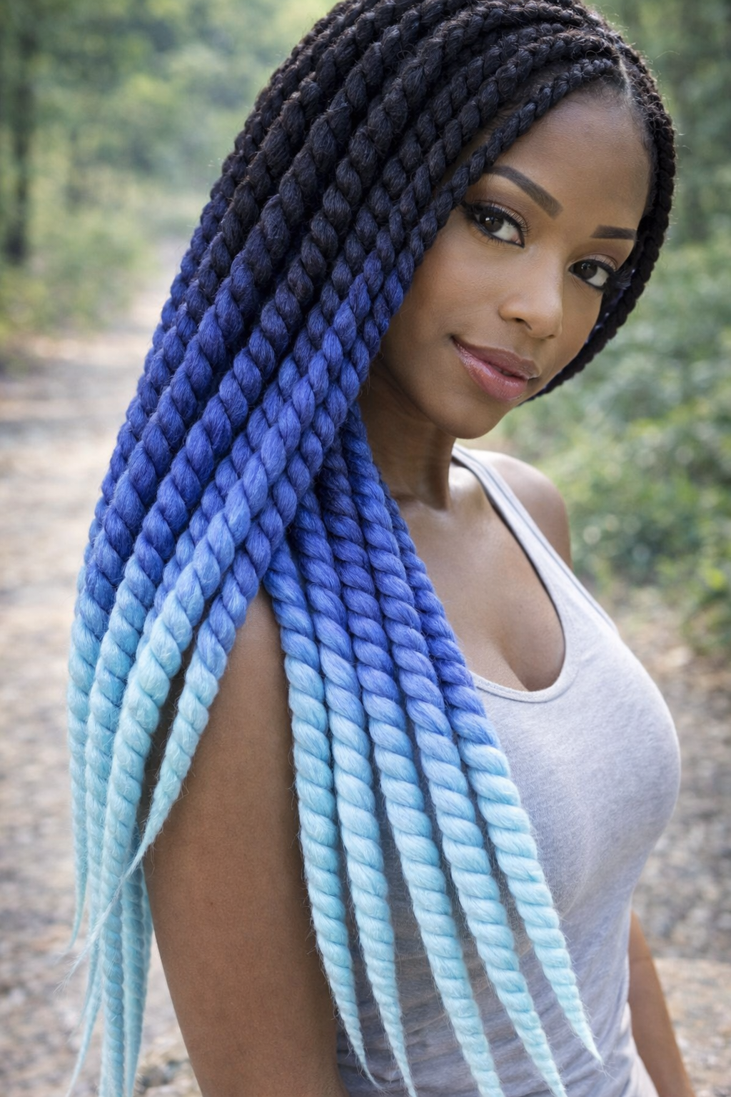 Black Blue Ombre Twist Extensions – Havana Twist Mambo, Lightweight Synthetic Twists
