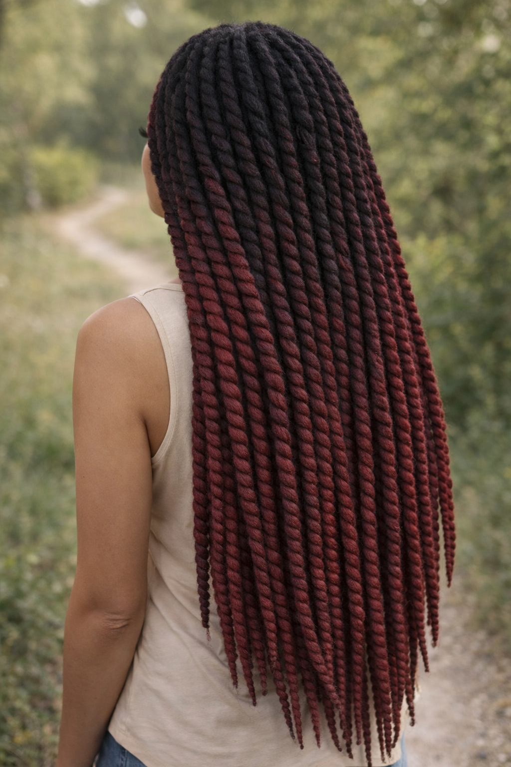 Black Burgundy Ombre Twist Extensions – Havana Twist Mambo, Lightweight Synthetic Twists