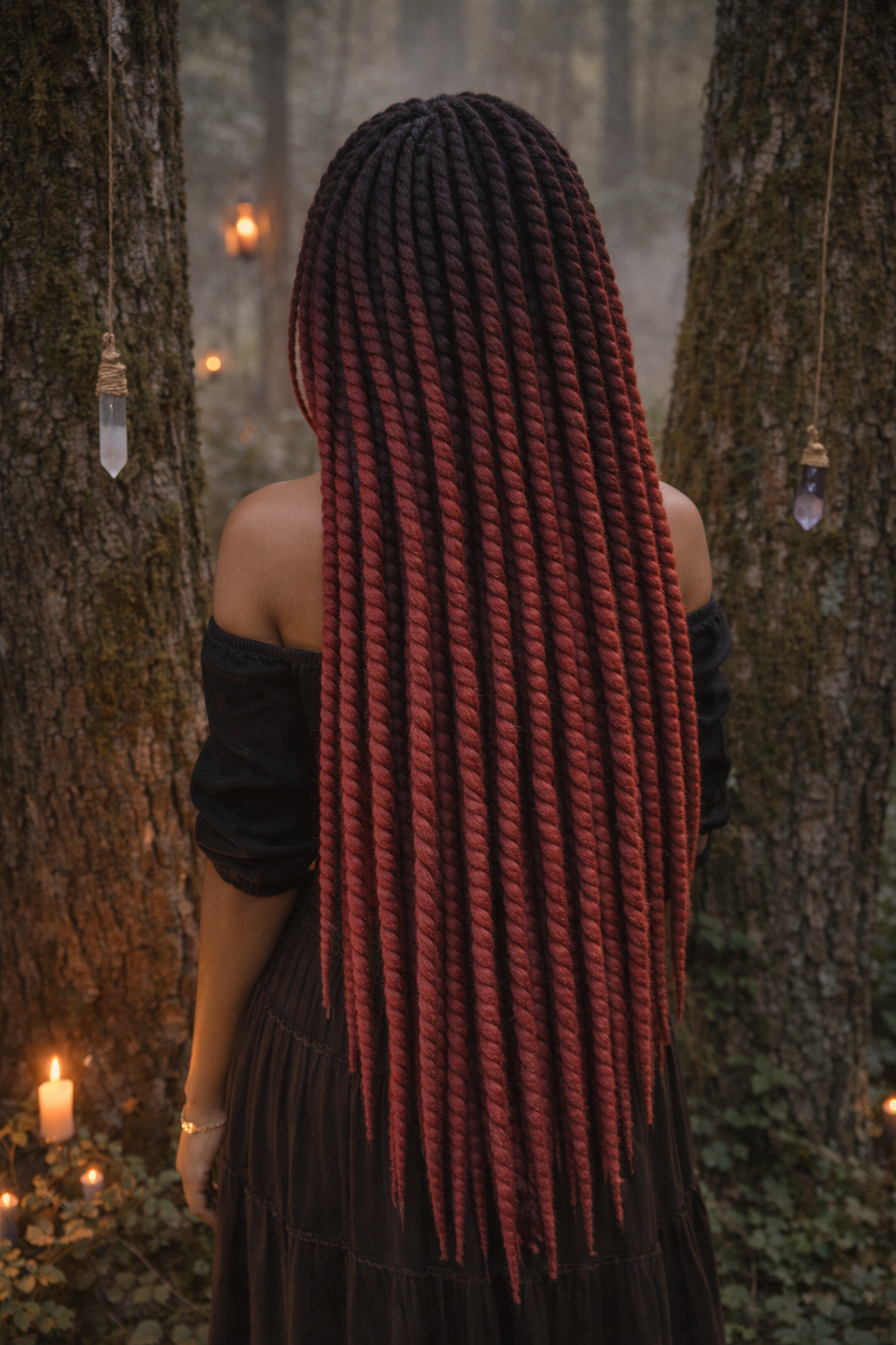 Black Burgundy Ombre Twist Extensions – Havana Twist Mambo, Lightweight Synthetic Twists
