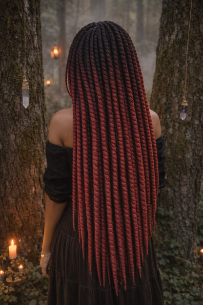 Black Burgundy Ombre Twist Extensions – Havana Twist Mambo, Lightweight Synthetic Twists