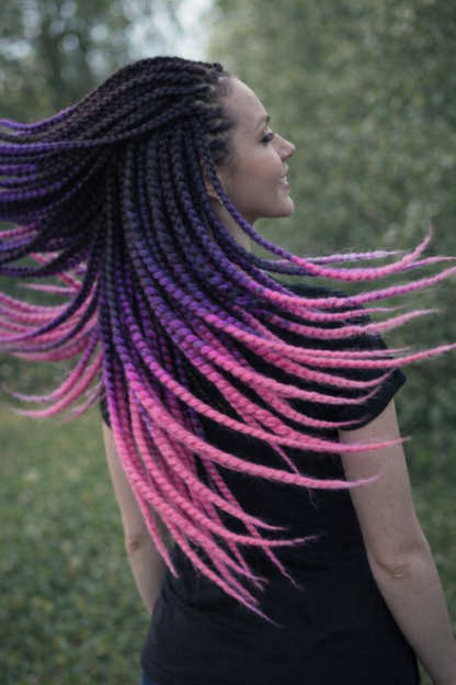 Schwarz Lila Pink Ombre Twist Extensions – Havana Twist Mambo, leichte synthetische Twists