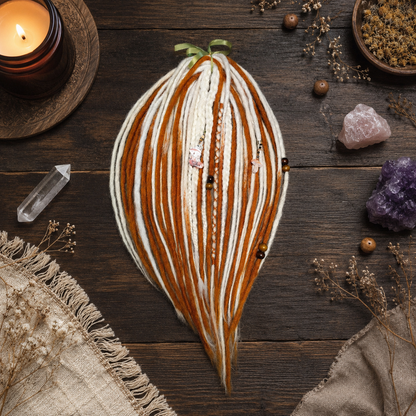 Milky, Platinum and Ginger Boho Dreadlock Extensions – Fox Vibe Synthetic Dreads