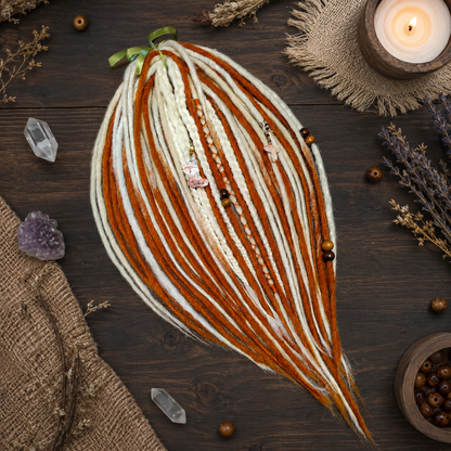 Milky, Platinum and Ginger Boho Dreadlock Extensions – Fox Vibe Synthetic Dreads