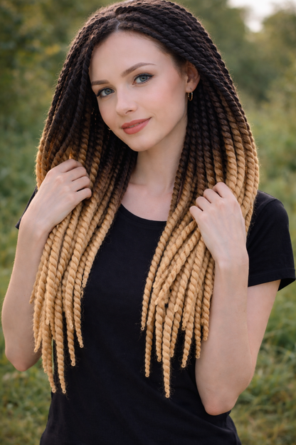 Black Sandy Blonde Ombre Twist Extensions – Havana Twist Mambo, Lightweight Twists